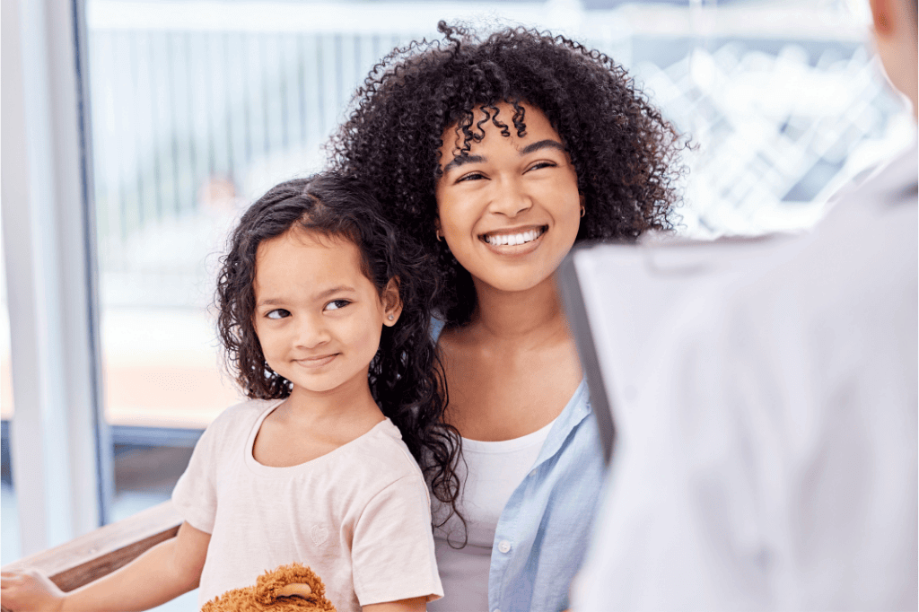 Mother and child at medical appointment