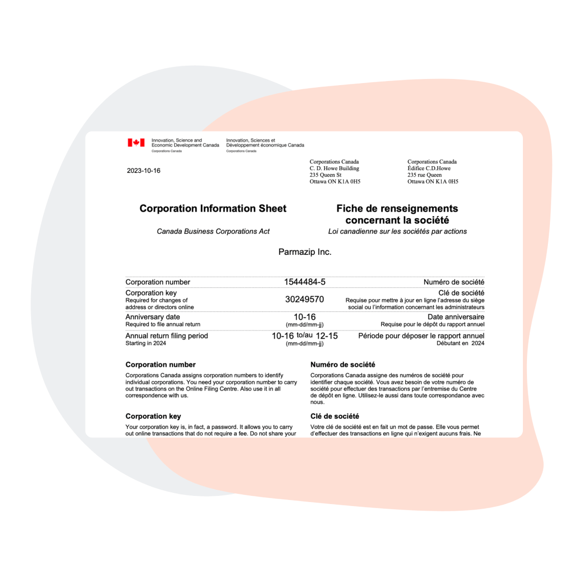 Parmazip Canadian incorporation milestone
